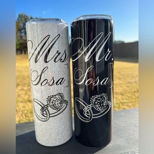 Mrs. and Mr Tumbler set , personalized Bride Groom name Wedding Gift.
